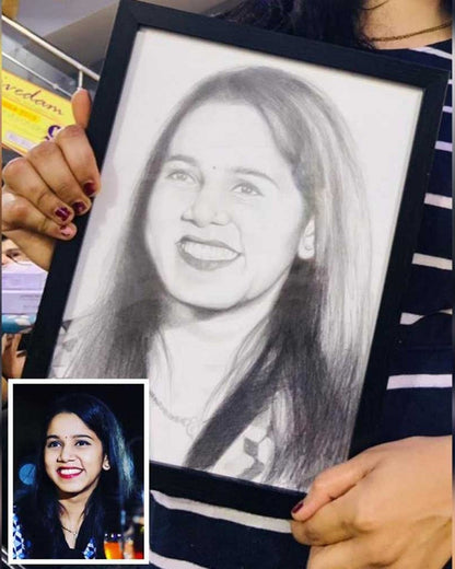 Realistic Handmade B&W Sketch  Portrait