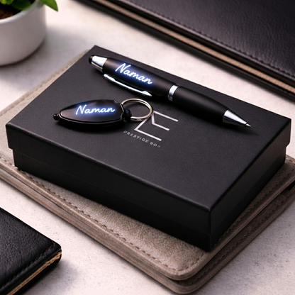 Personalized Pen And LED Keychain Set
