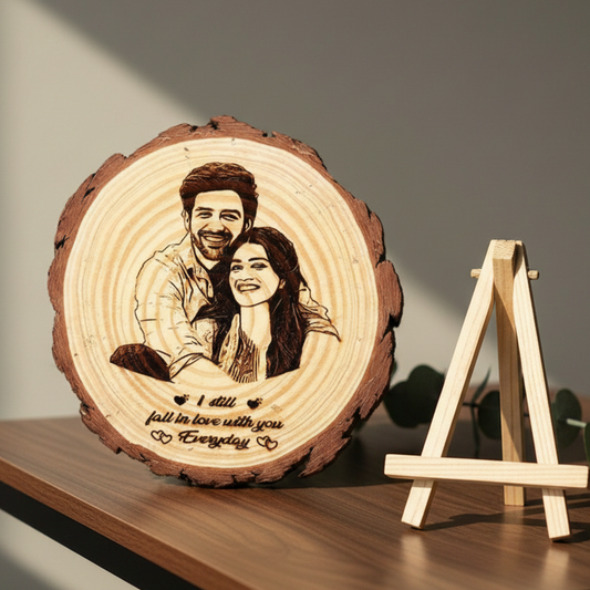 Wooden Engraved Photo Frame with Stand (6.5 Inches)