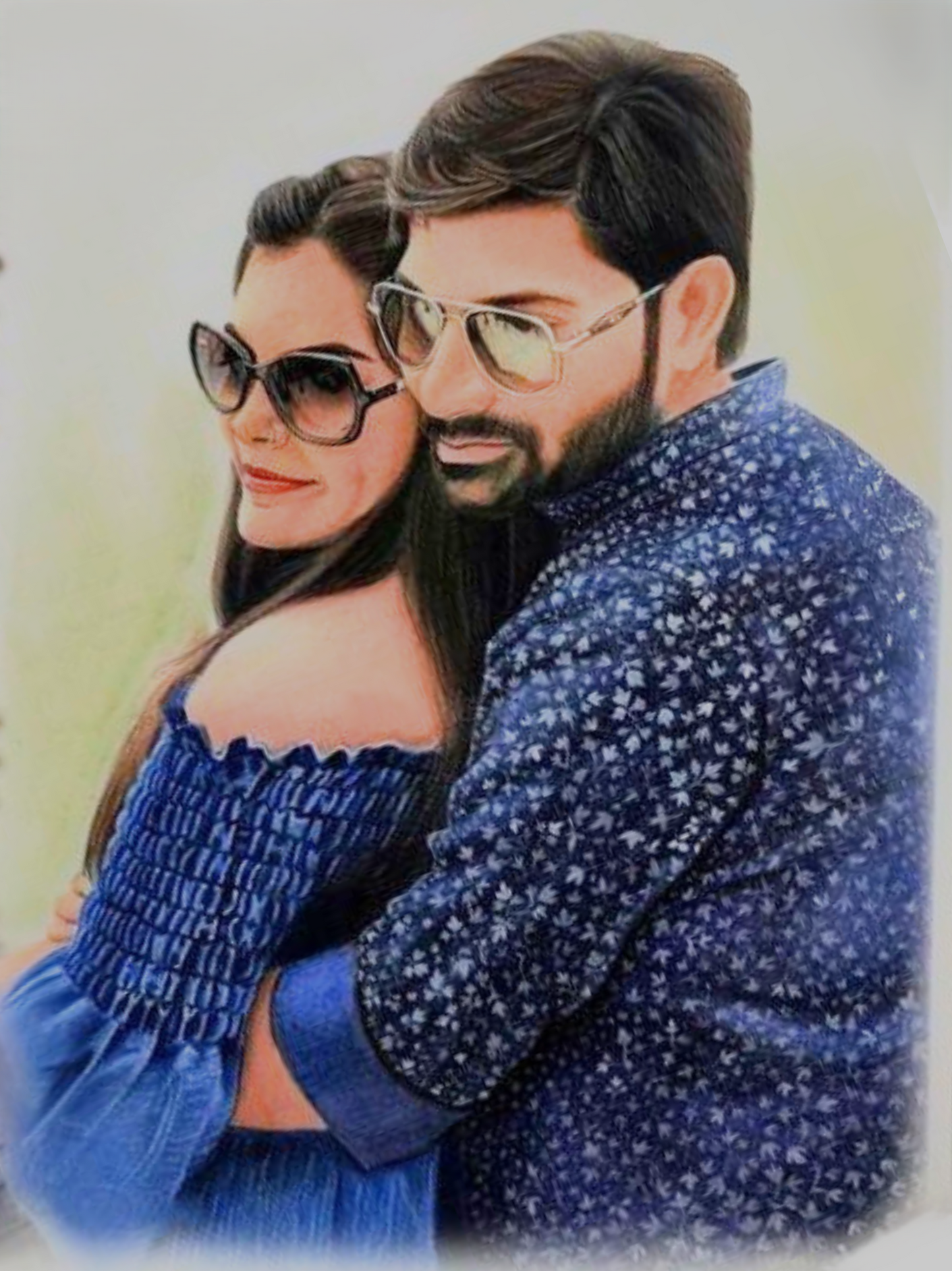Realistic Handmade Coloured Sketch  Portrait