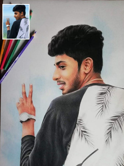 Realistic Handmade Coloured Sketch  Portrait