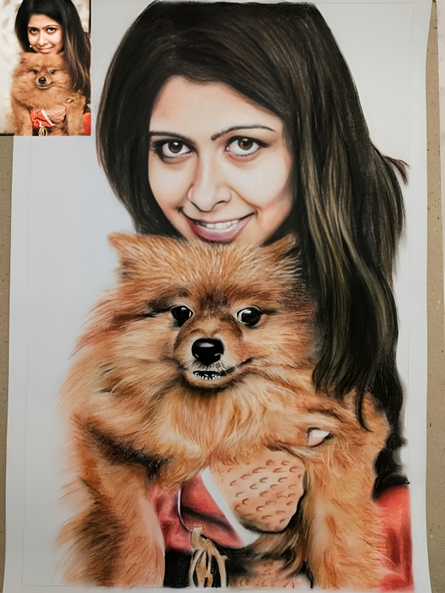 Realistic Handmade Coloured Sketch  Portrait