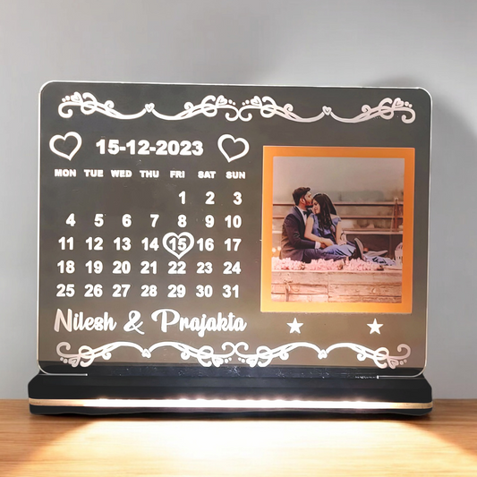 Personalized Led Photo Frame - Anniversary Calendar | Best & Unique Gift For Anniversary Gift, Wedding & Home Décor, Wall Mount (Transparent)