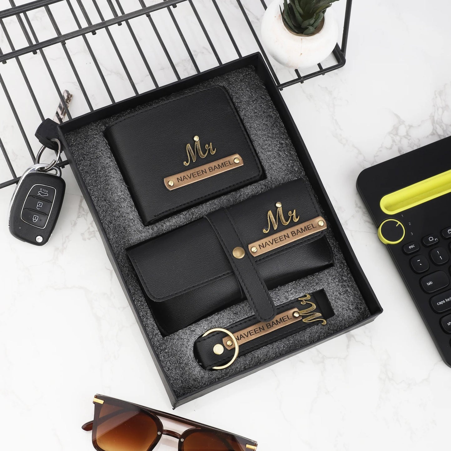 Essentials Set: Wallet, Eyewear Case & Keychain