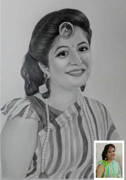 Realistic Handmade B&W Sketch  Portrait