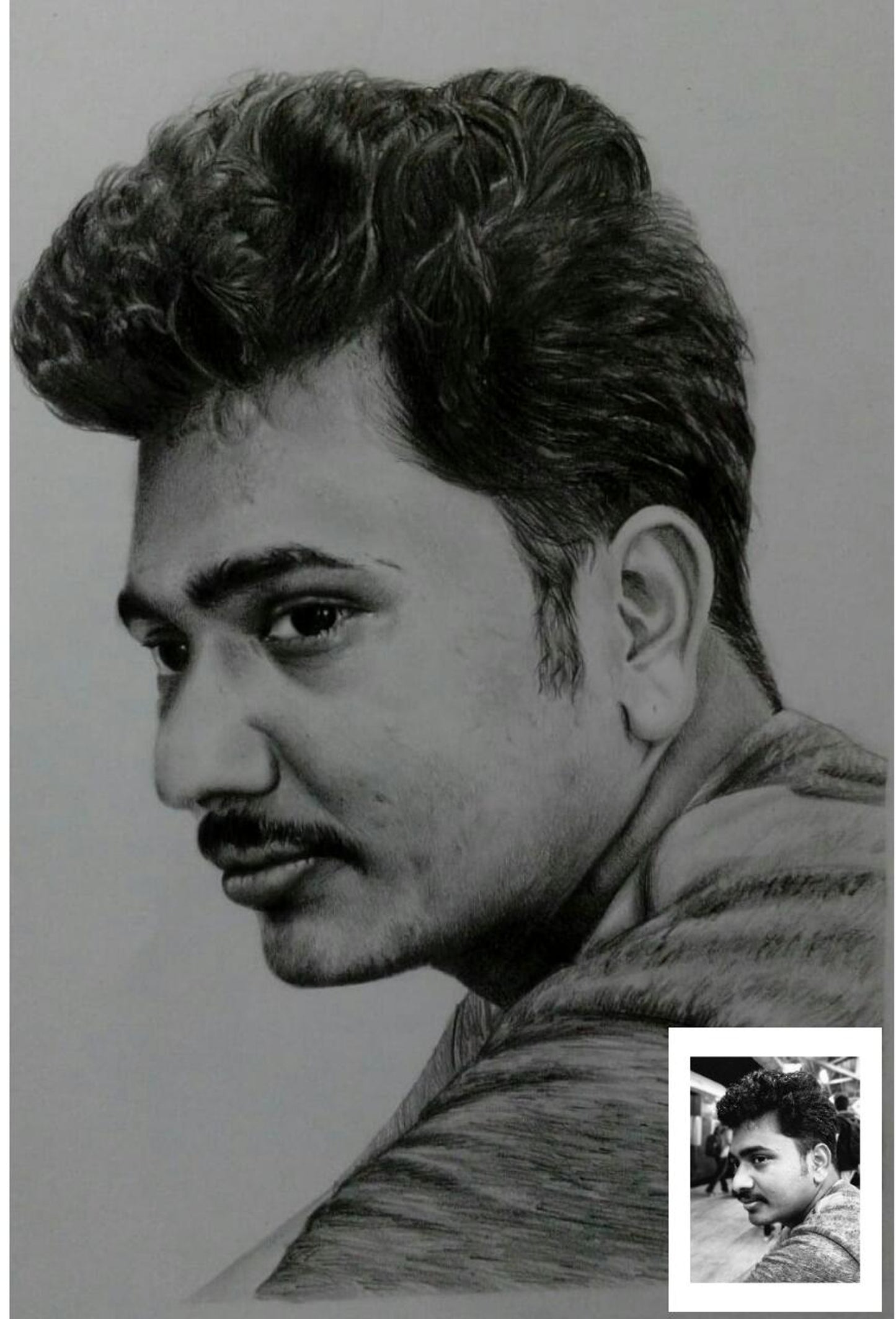 Realistic Handmade B&W Sketch  Portrait