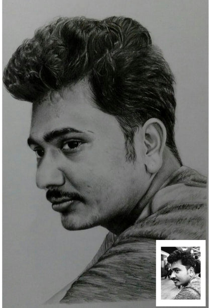 Realistic Handmade B&W Sketch  Portrait