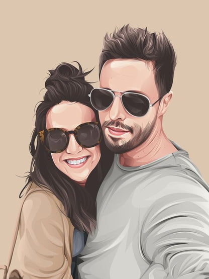 Digital Coloured Personalized Portrait illustration Art (Softcopy)