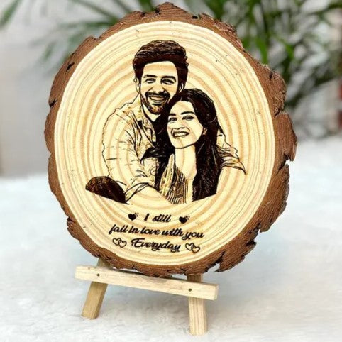 Wooden Engraved Photo Frame with Stand (6.5 Inches)