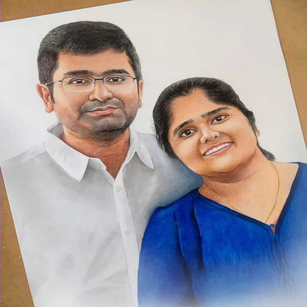 Realistic Handmade Coloured Sketch  Portrait