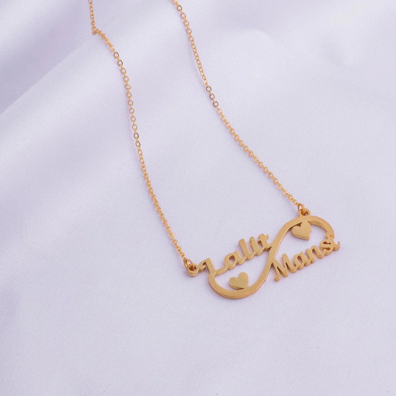 Infinity Necklace With Personalized Dual Name Pendant - Le Prestige Box