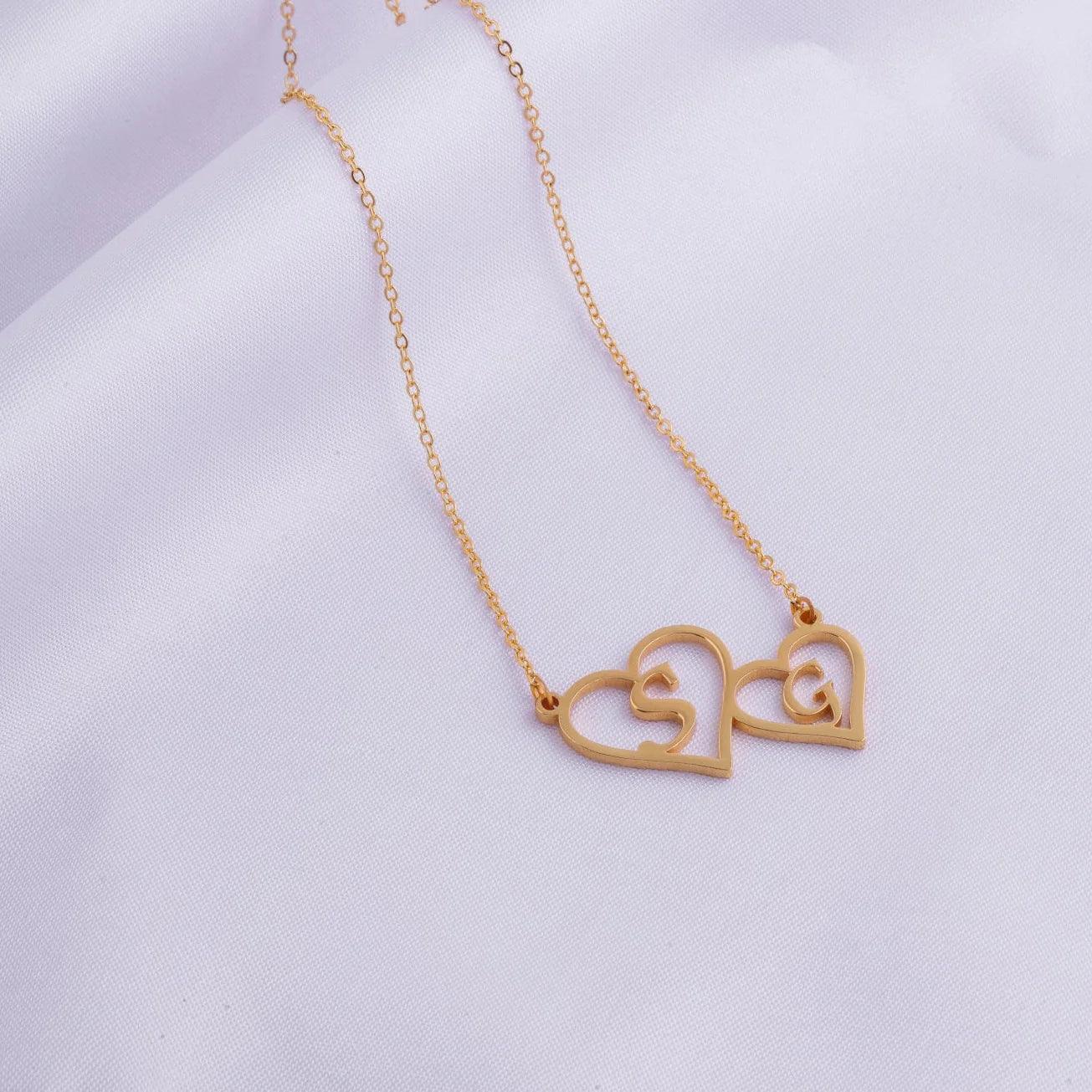 Opulent Double Name Initials Necklace - Le Prestige Box