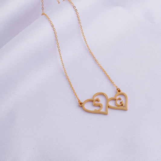 Opulent Double Name Initials Necklace - Le Prestige Box