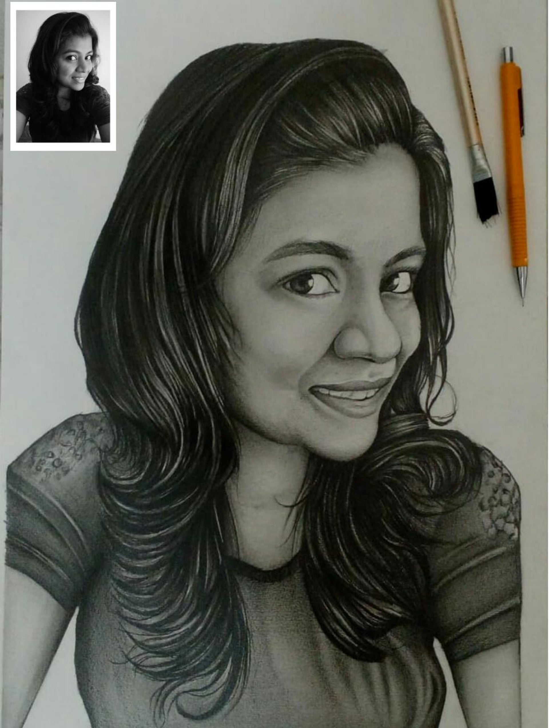 Realistic Handmade B&W Sketch  Portrait