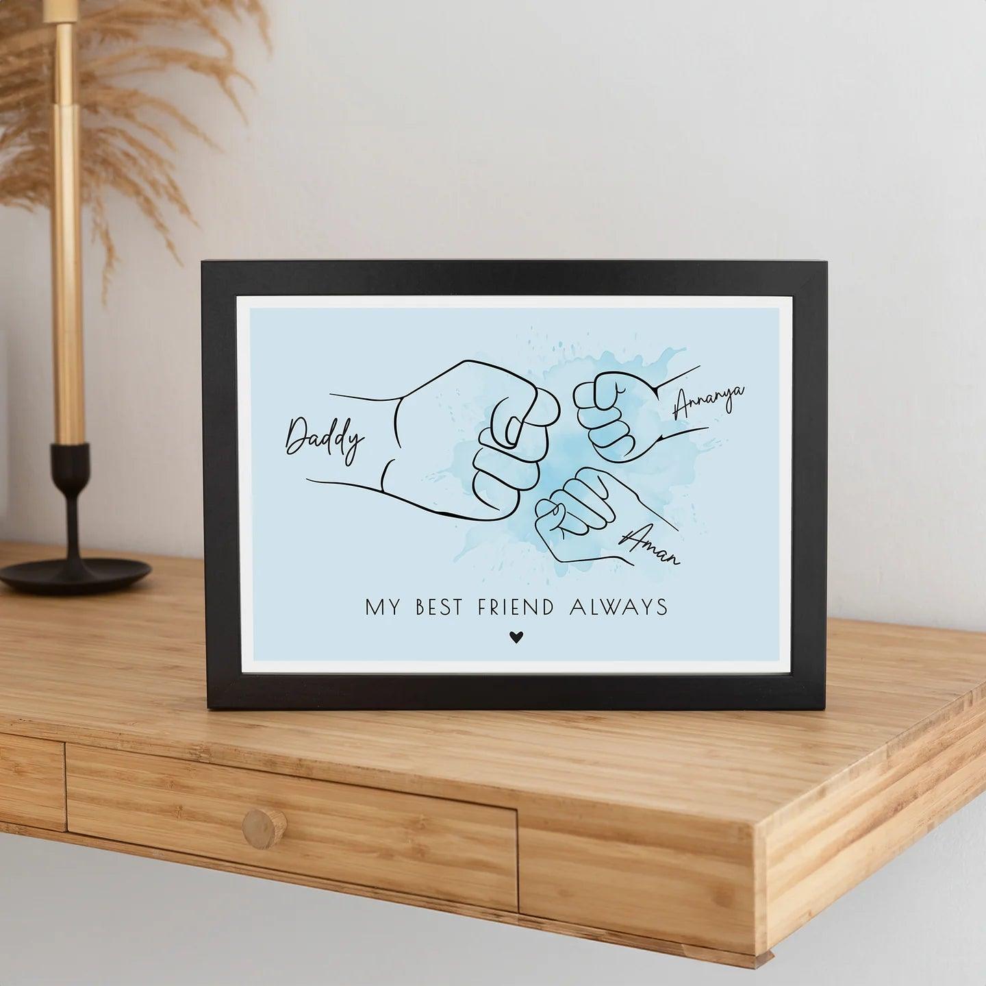 Personalized Fist Bump With Dad Frame - Le Prestige Box