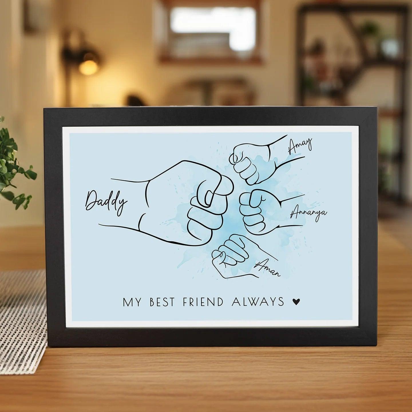 Personalized Fist Bump With Dad Frame - Le Prestige Box