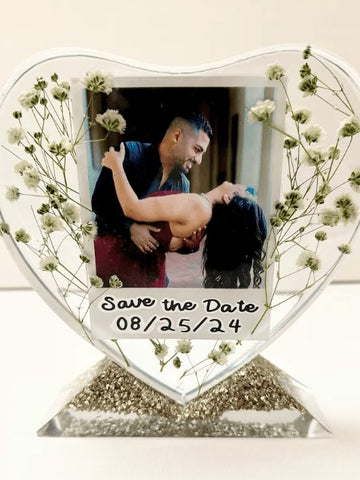 Personalized Heart-Shaped Resin Photo Frame