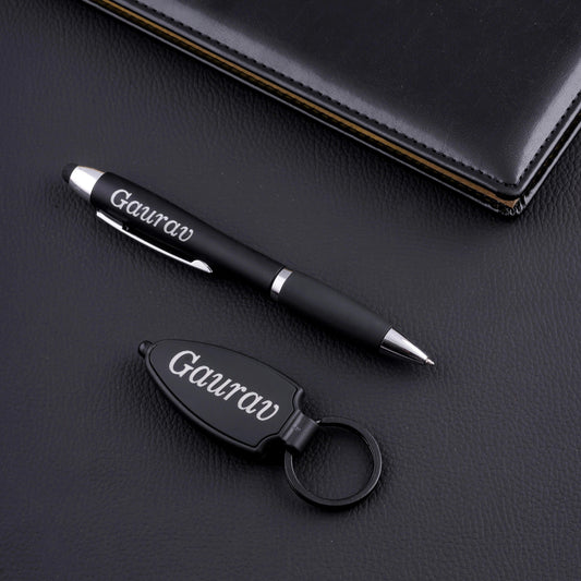 Personalized Pen And LED Keychain Set - Le Prestige Box