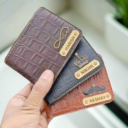 personalized Premium Quality Men's Crock Leather Wallet With Name & Charm - Le Prestige Box