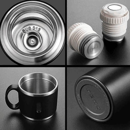 Personalized Vacuum Insulated Flask Gift Set With 2 Cups - Le Prestige Box