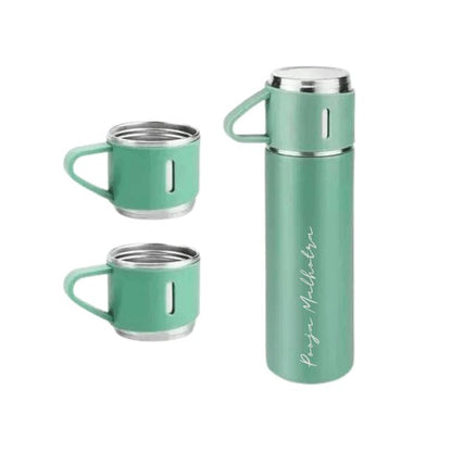 Personalized Vacuum Insulated Flask Gift Set With 2 Cups - Le Prestige Box