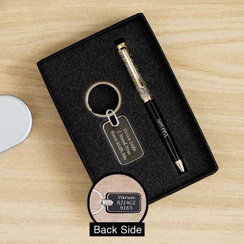 Personalized Zari Pen & Keychain Combo - Le Prestige Box