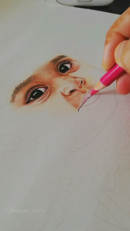 Realistic Handmade Coloured Sketch  Portrait